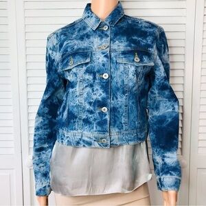 BB DAKOTA Blue Tie Dye Jean Jacket Size Small